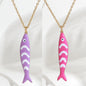 Cute Colorful Enamel Fish Pendant Necklaces For Women Girls Lovely Stainless Steel Gold Color Summer Waterproof Beach Jewelry