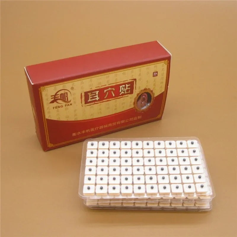 600Pcs Natural Cowherb Seed Ear Stickers Auriculotherapy Acupressure Massage Therapy Meridian Relief Sleep Support Vision Care