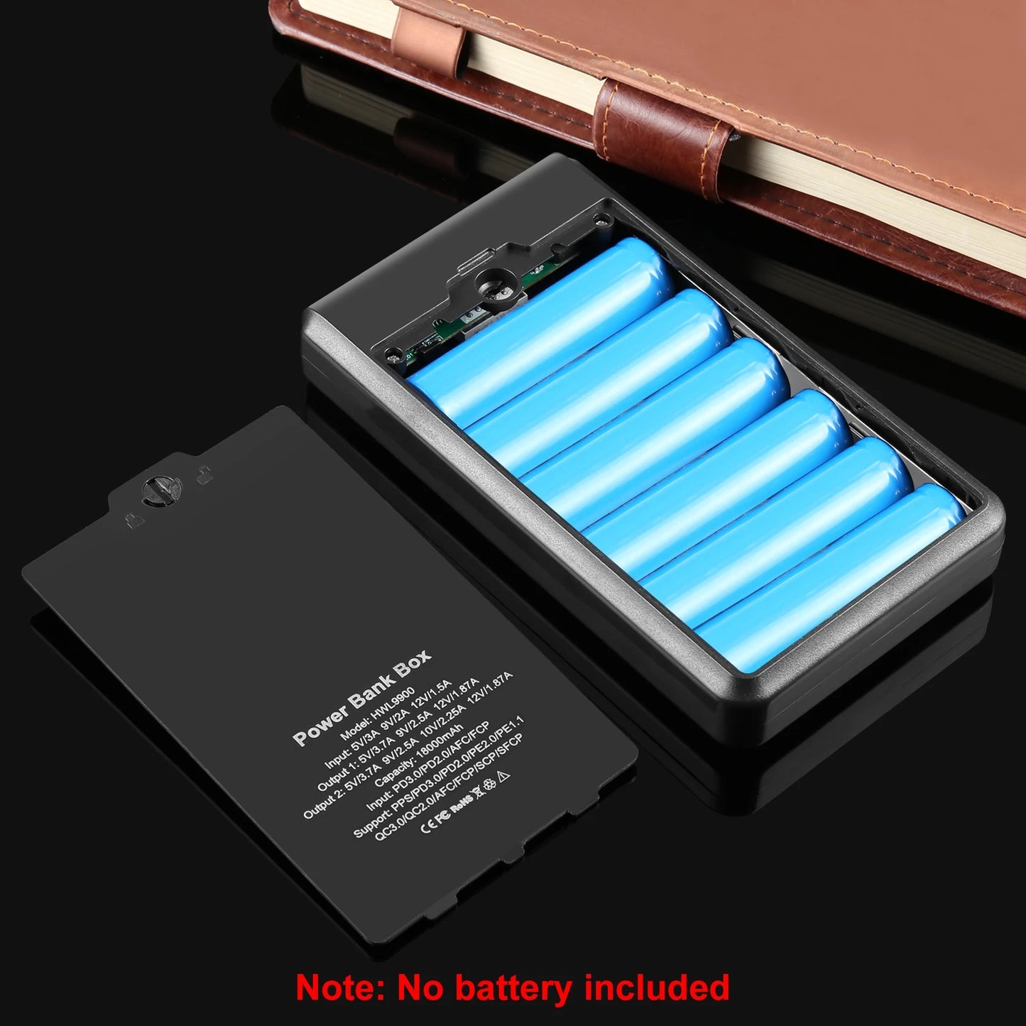 HAWEEL DIY 6 x 18650 Battery 24W Fast Charge Power Bank Box Case with Display Not Include Battery