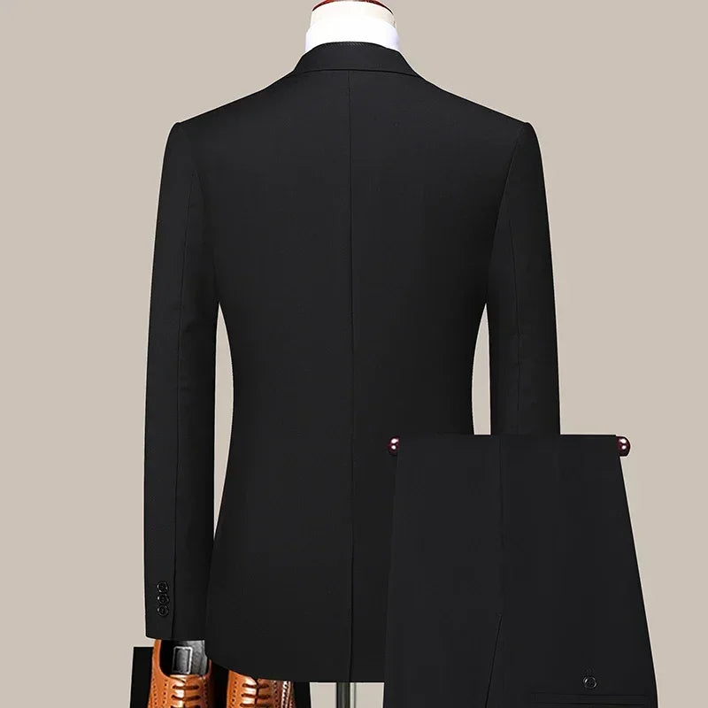 S-8XL (Blazer+Pants) Men's Fashion Business Casual Outdoor Gentleman Trend Single Breasted Wedding Slim-fit British Style Suit