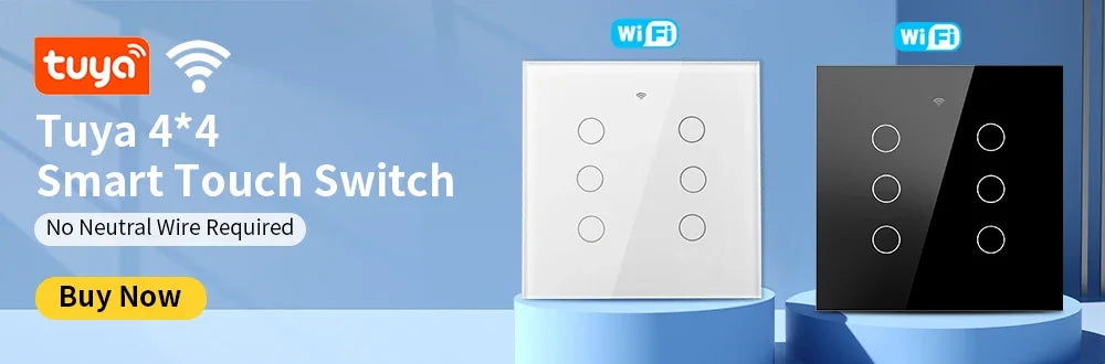 Tuya Smart Wifi Light Switch No Neutral Wire Touch Panel EU 1/2/3 Gang Wall Switch Wireless Control Voice Control Alexa Google