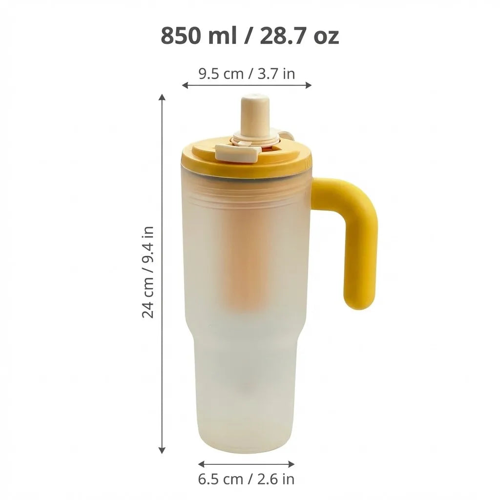 850ML Large Capacity Tumbler With Handle&Strainer Sport Portable Plastic Straw Water Cup Heat Resistant Leak-proof Water Bottle