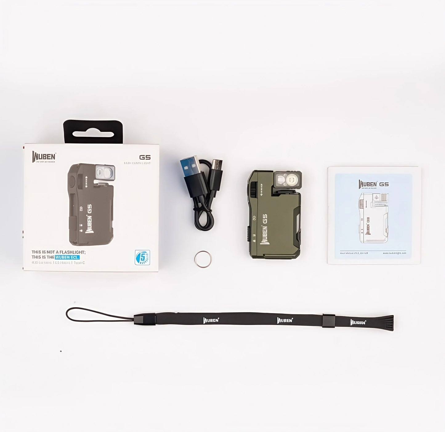 WUBEN G5 Rechargeable EDC Flashlight, 400 Lumens Dual Light Sources Mini Flashlight with RGB Light, Portable Pocket Flashlights