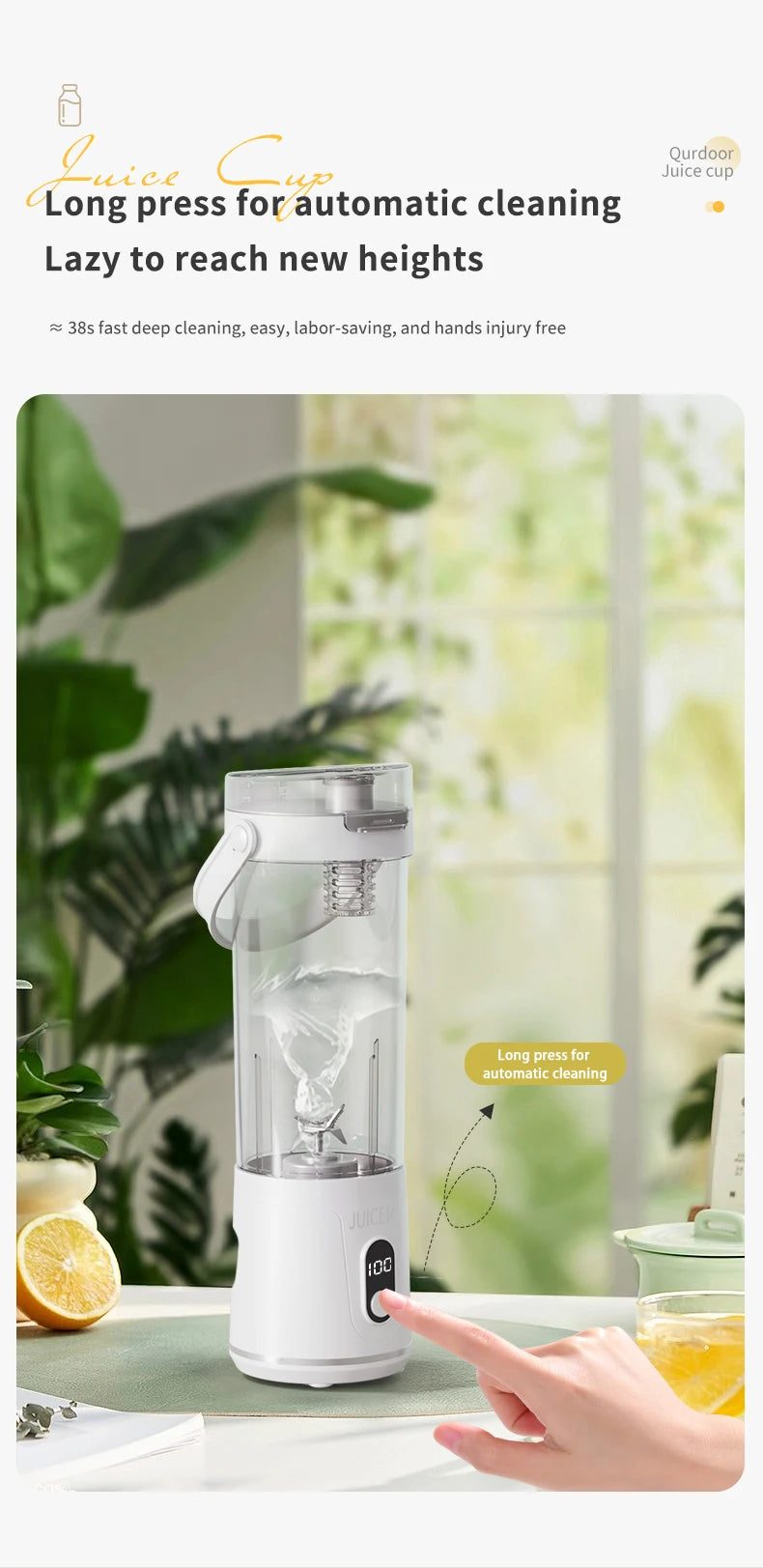 Portable 600ML Juicer Cup 12 Blades for Shakes Smoothies Rechargeable USB Traveling Fruit Juicer Double Cup Fruit Blender