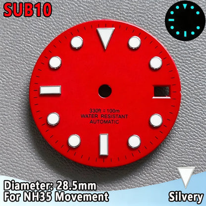 28.5mm NH35 Watch Dial Luminous Dials Single Calendar Dial Suitable For NH35 Movement Can Support DIY Dial Customization Logo