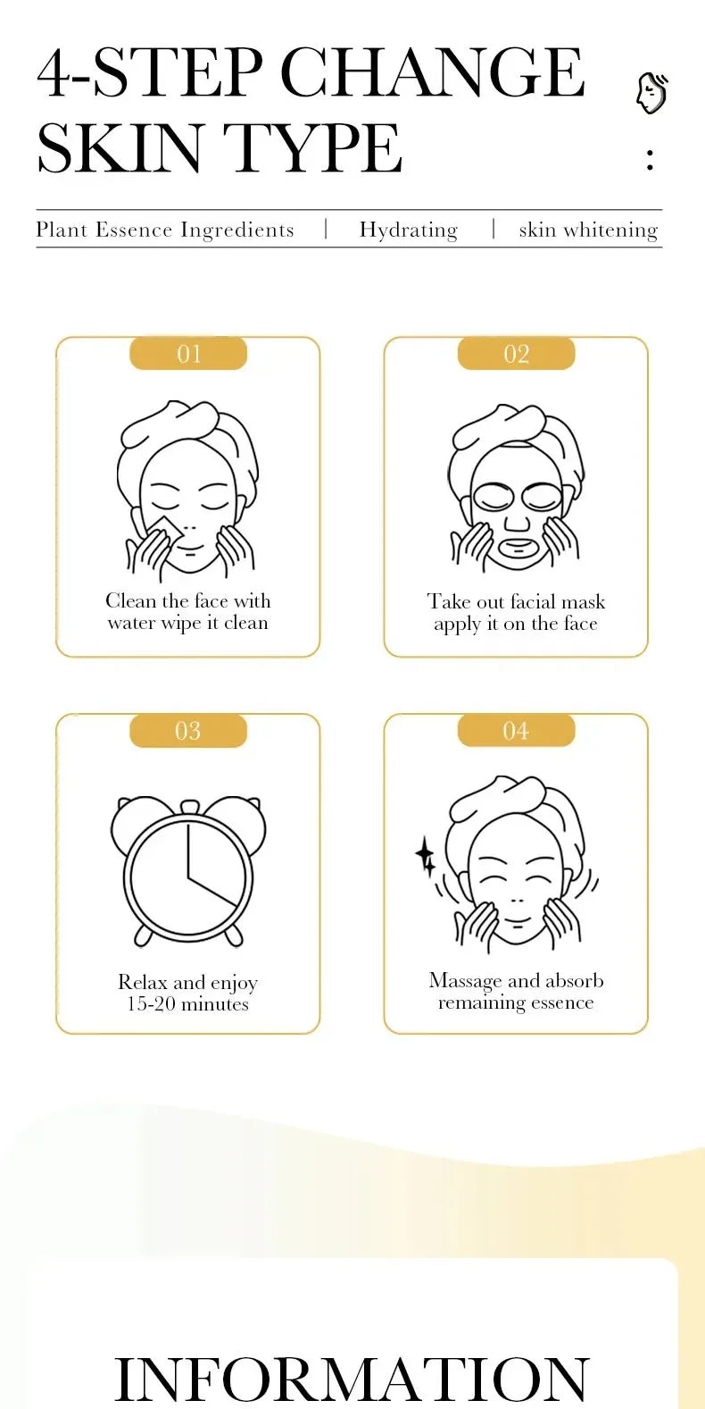 10-Piece Set Sadoer 24K Gold Vitamin C Hyaluronic Acid Mask Moisturizing Firming Hydrating Facial Care Mask Skincare Products