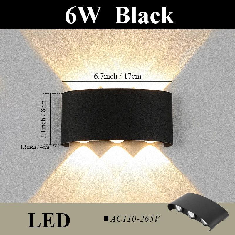 LED Wall Lamp AC110-265 IP65 Outdoor Waterproof Aluminum Wall Light Up Down luminous lighting Indoor  Stair Garden Sconce Light