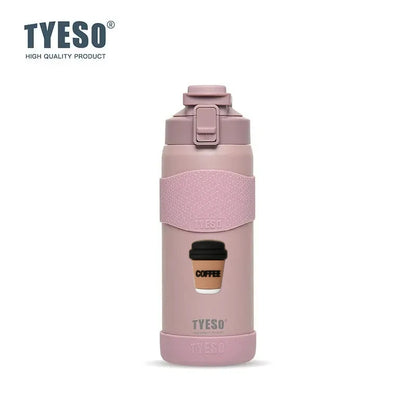 TYESO 750ML Double Wall Insulated Water Bottle Hot Water 304 Stainless Steel Flask for Fitness Outdoor Hiking Coffee Sticker