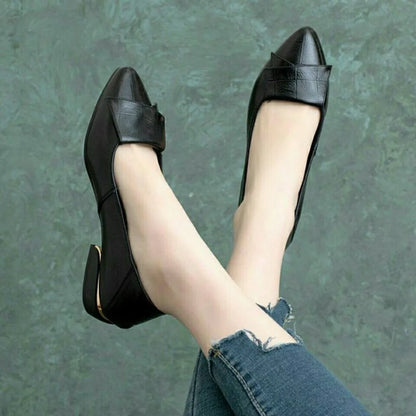 Soft Leather Pointed Toe Flat Loafers, Women's Bow Slip On Shoes for Casual Office Vacation Wear