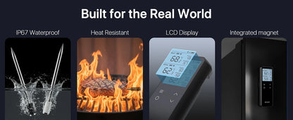 Wireless Meat Thermometer Digital with WiFi Unlimited Range & Bluetooth Support APP Alarm Reminder for BBQ, Oven, Air Fryer