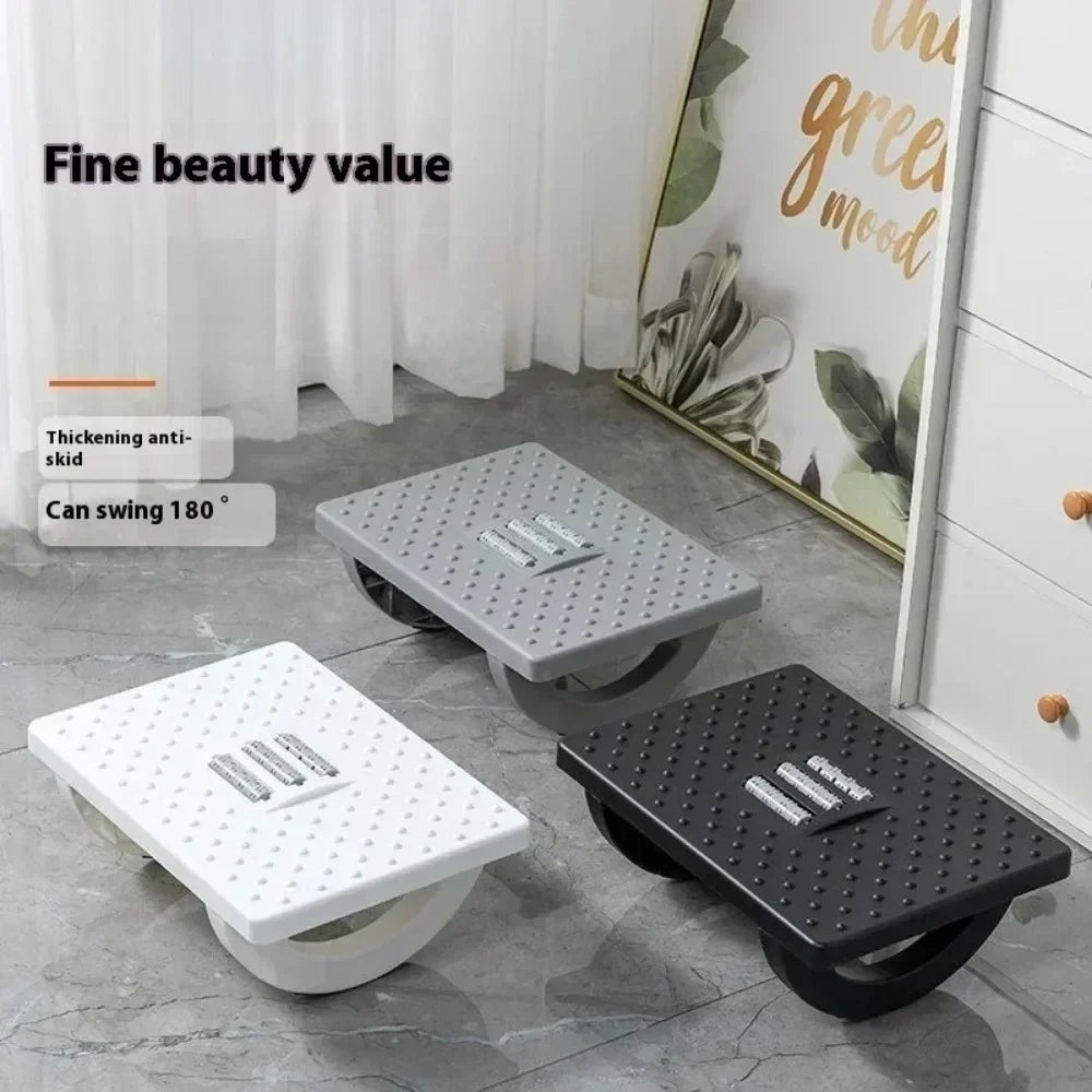 Home/Office Footrest Under Desk Foot Stool Anti-Crossed Legs Semi-Circular Rocking Anti-Slip Massage Roller Footrest
