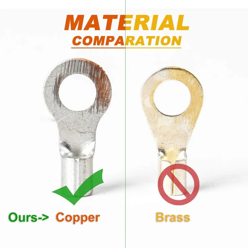 O/Y Type Copper Ring Fork Terminals Kit Insulation Cold-Pressed Terminal Electrical Brass Cable Wire Connector Crimp Spade Clip