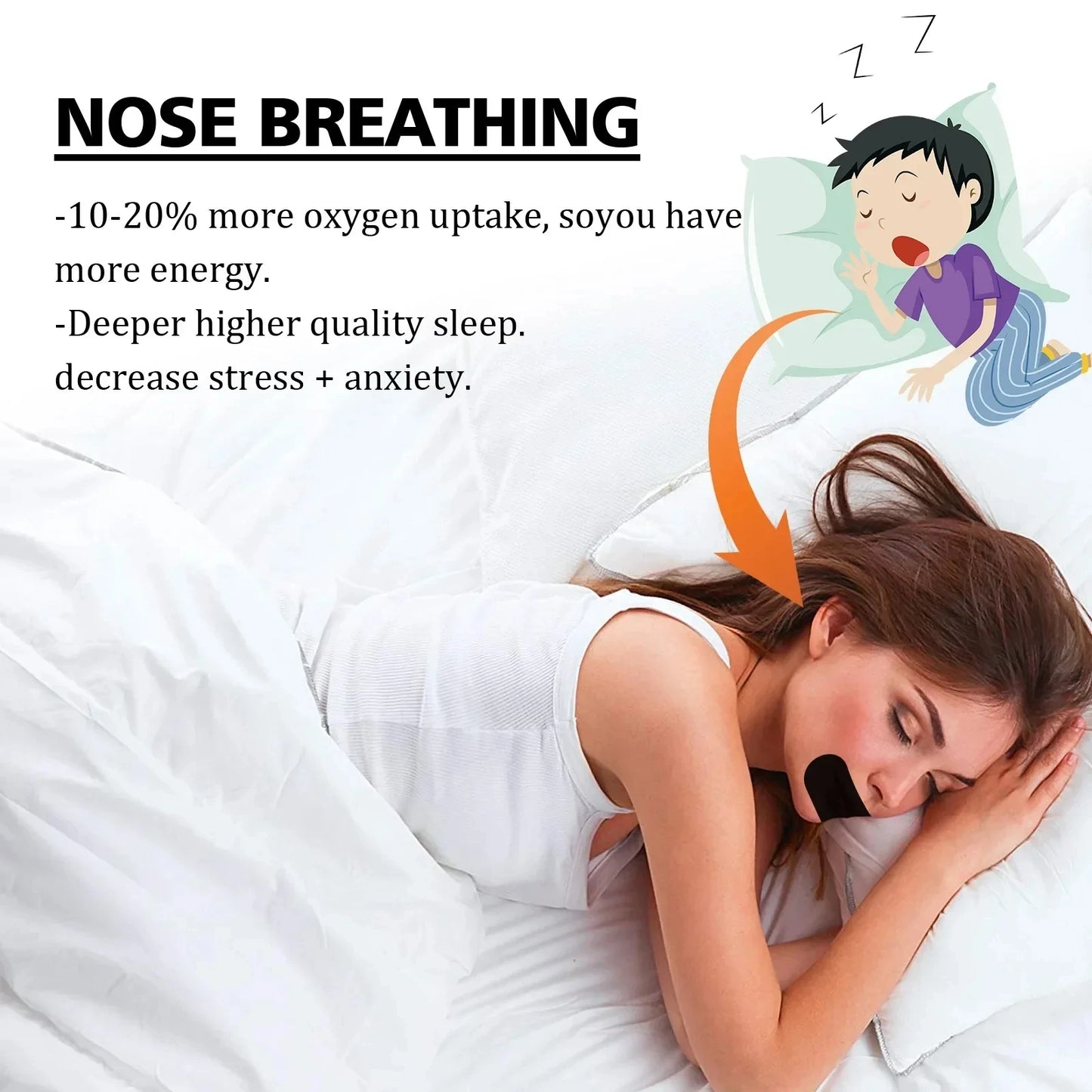 30/60Pcs Anti Snoring Sleep Mouth Tape Best Breathing Nasal Strips Medical Grade Improved Sleeping Snoring Relief