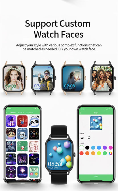LIGE Smart Watch Answer/Make Call 1.85" Smartwatch for Android iOS Heart Rate Sleep Monitor Pedometer Waterproof Fitness Watches