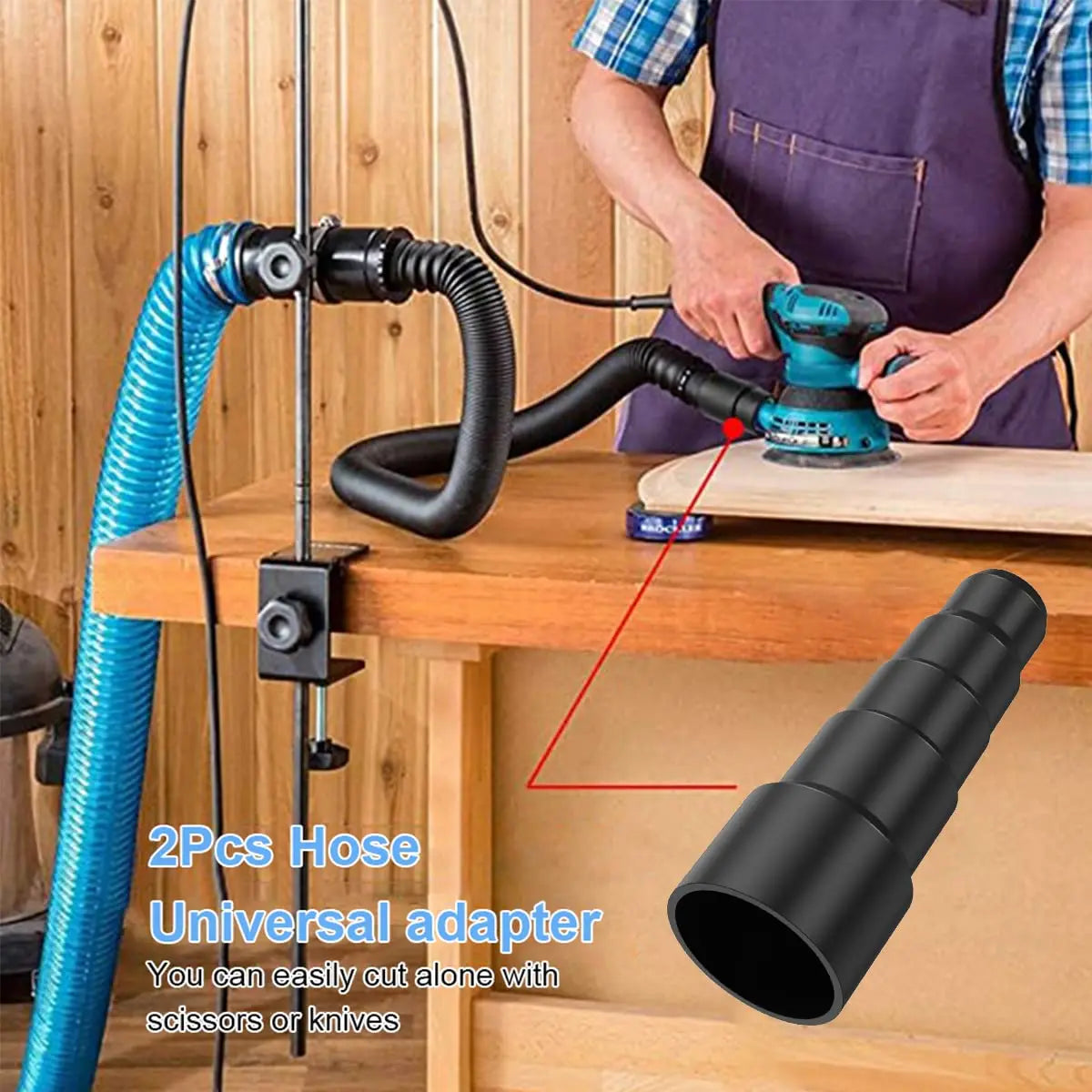 Airtight Universal Vacuum Hose Adapter 50-23mm Efficient Dust Collection Reducer Set for Power Tool Workshop Dust Free