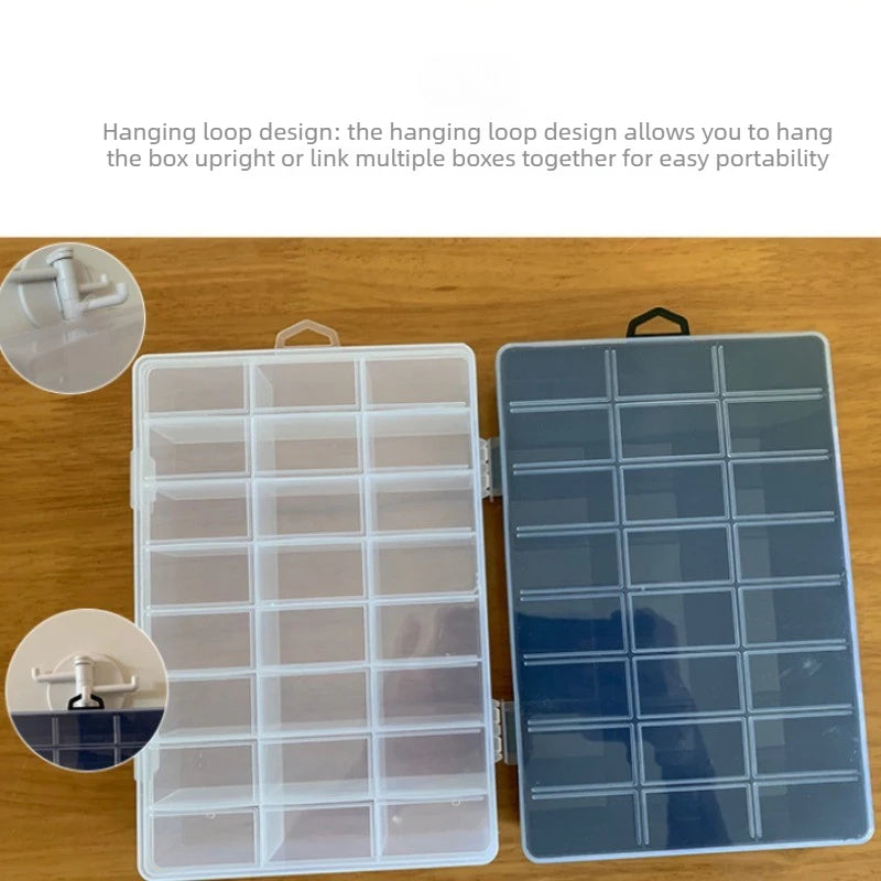 Clear 24-Compartment Plastic Organizer Boxs Dustproof Storage for Crafts Beads Jewelry Small Accessories Home Storage