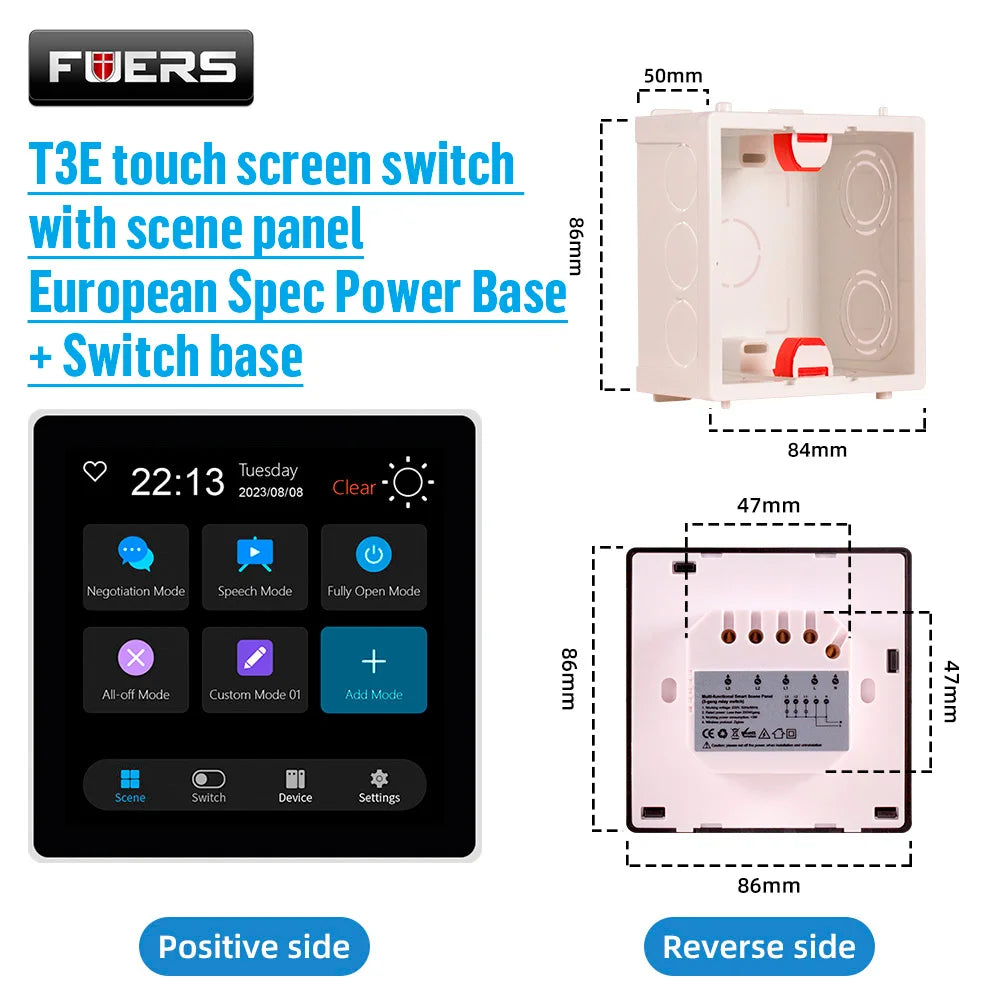 FUERS Tuya Smart Control Panel Switch Smart Home Automation System 3CH Switch Scene Panel Intelligent Home Touch Screen Zigbee