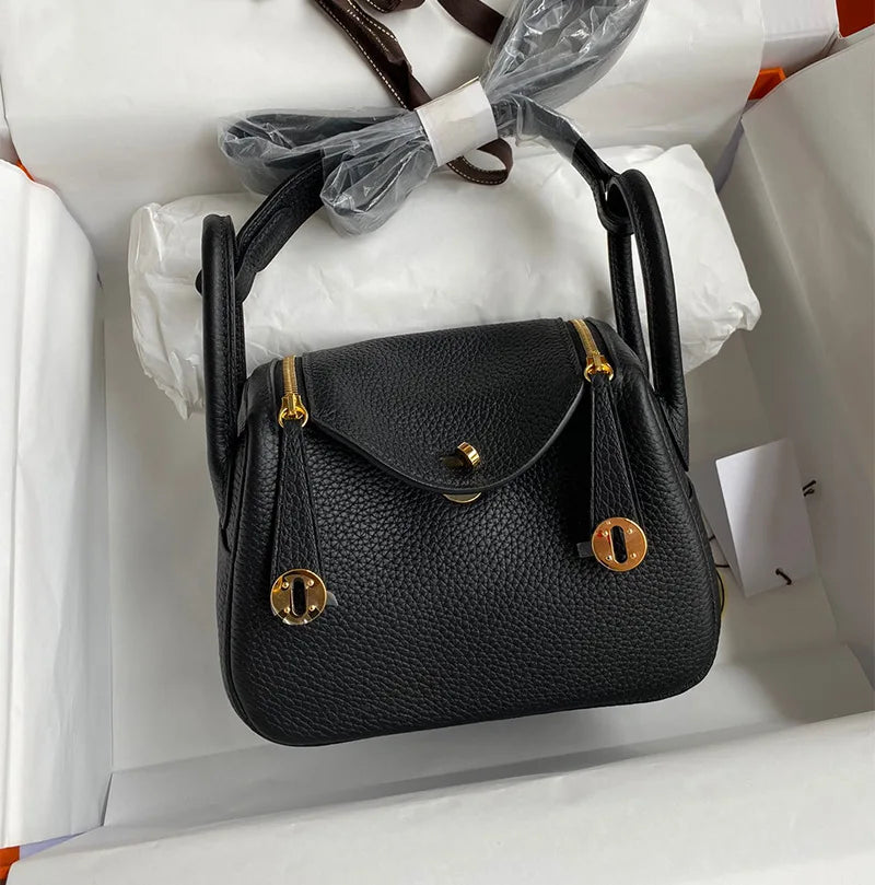 Women's Handbag 2025 New Style Top Layer Cowhide Leather Lundy Mini Doctor Bag Genuine Leather Handbag Single Shoulder Crossb...