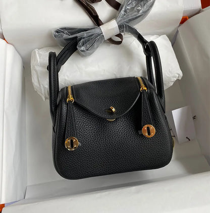 Women's Handbag 2025 New Style Top Layer Cowhide Leather Lundy Mini Doctor Bag Genuine Leather Handbag Single Shoulder Crossb...