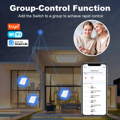 Tuya Smart Wifi Light Switch No Neutral Wire Touch Panel EU 1/2/3 Gang Wall Switch Wireless Control Voice Control Alexa Google