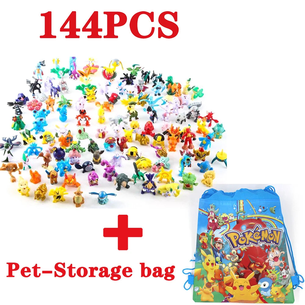 24-144pcs Pokemon Figure Model Pikachu Anime Dolls 2-3CM Ornamental Decoration Not Repeating Mini Model Toy Christmas Gift