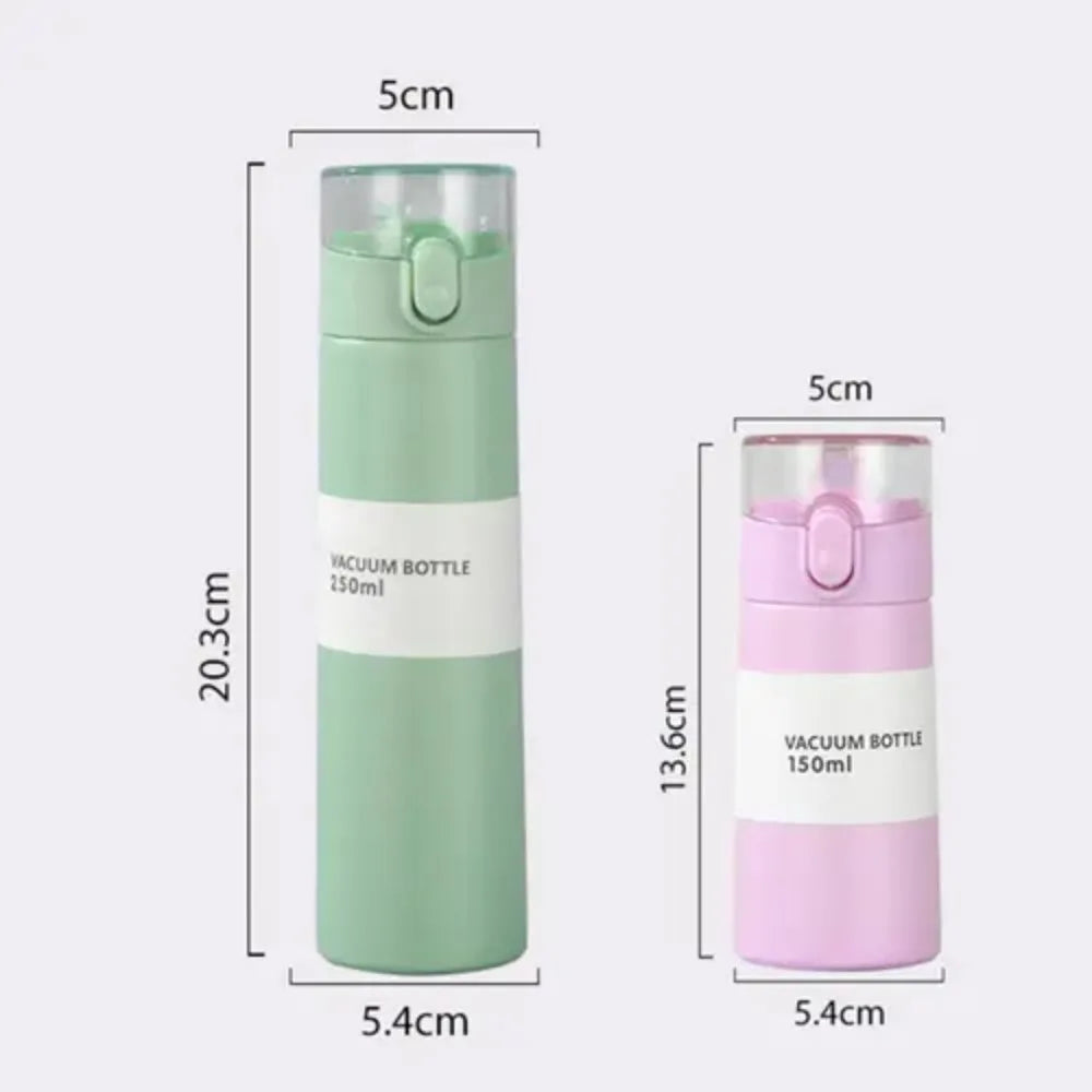 Cute Mini Thermos Cup with Straw Stainless Steel Pocket Insulated Bottle Portable Mini Kawaii Kids Water Cup Drinkware Thermos