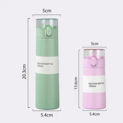Cute Mini Thermos Cup with Straw Stainless Steel Pocket Insulated Bottle Portable Mini Kawaii Kids Water Cup Drinkware Thermos