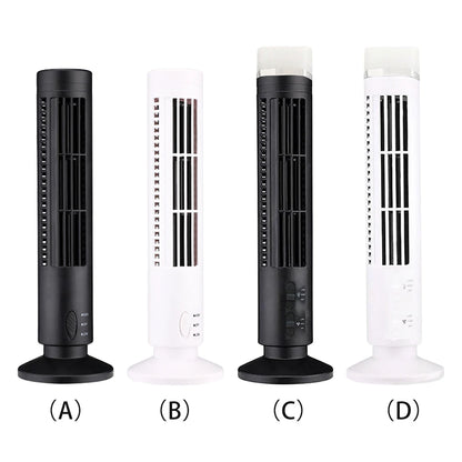 LED Tower Fan Bladeless Tower Fan 90 Degree Oscillating Quiet Portable USB Electric Desk Fan with Light for Home Bedroom Office