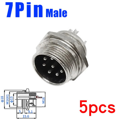 5pcs GX16 2/3/4/5/6/7/8/9/10Pin 16MM Male Female Circular Aviation Connector Plug Socket Screw Panel Mount Connector
