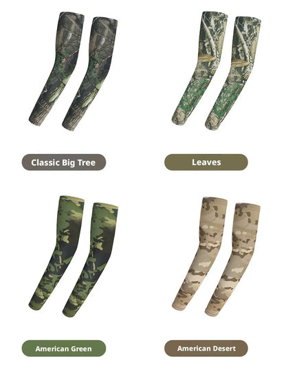 Cooling Arm Sleeves Tactical Camo Sun Protection Breathable Ice Silk UV Guard
