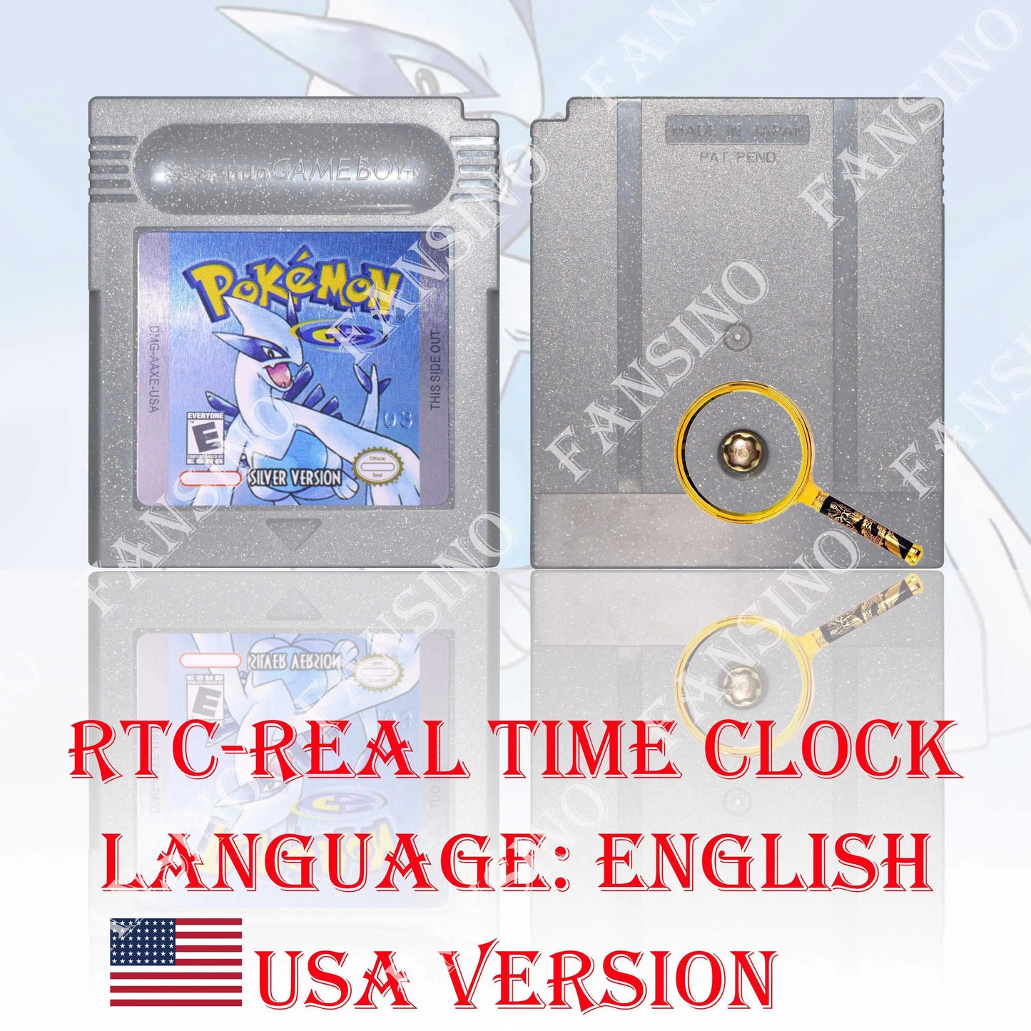 GB/GBC Real Time Clock Pokemon Crystal/Gold/Silver Version Video Game Cartridge with Battery USA/NOE/FRA/ESP/ITA Version