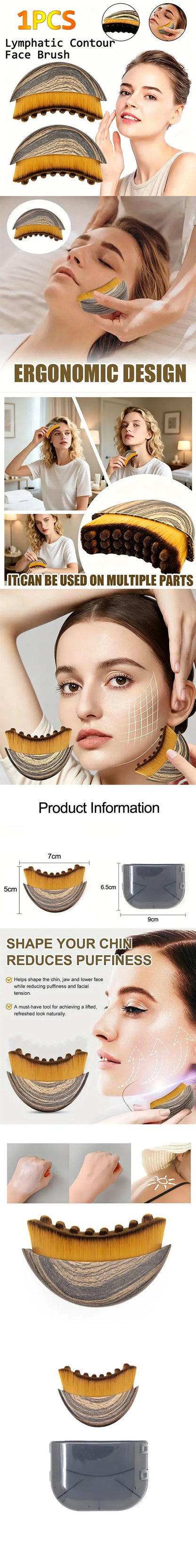 Lymphatic Contour Face Brush Ergonomically Designed To Fit  Sculpting Drainage Massager for Face The Skin Precisely LBHL31