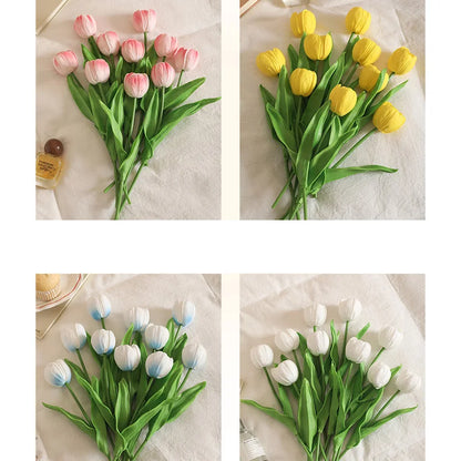 5/10Pcs Tulip Artificial Flowers Bouquet 33cm Fake Flowers for Home Room Decor Garden Wedding Decoration Vase Flower Arrangement