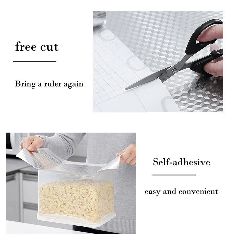 kitchen stickers self-adhesive aluminum foil anti-oil waterproof wallpaper for countertops drawers cabinets shelves line