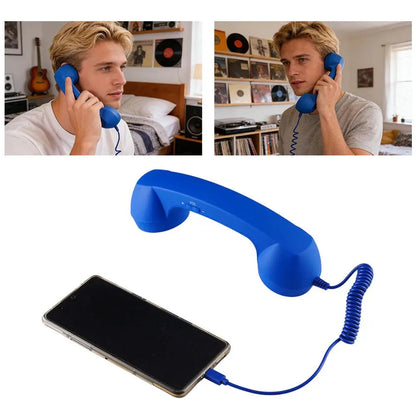 3.5mm Universal Retro Telephone Handset Retro Telephone Receiver Handset Mini Microphone Speaker for Mobile Phones Computers