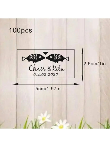 100 Wedding Bubble Tags Bubble Stick Transparent Tags, Wedding Stickers, Transparent Tags, Custom Names and Dates