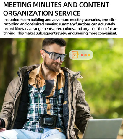 AI Smart Glasses 2026 New, 1200P HD Camera, 30MP Photo, Real Time Translation, Voice Control, Wireless 5.3 for Outdoor Vlog Use