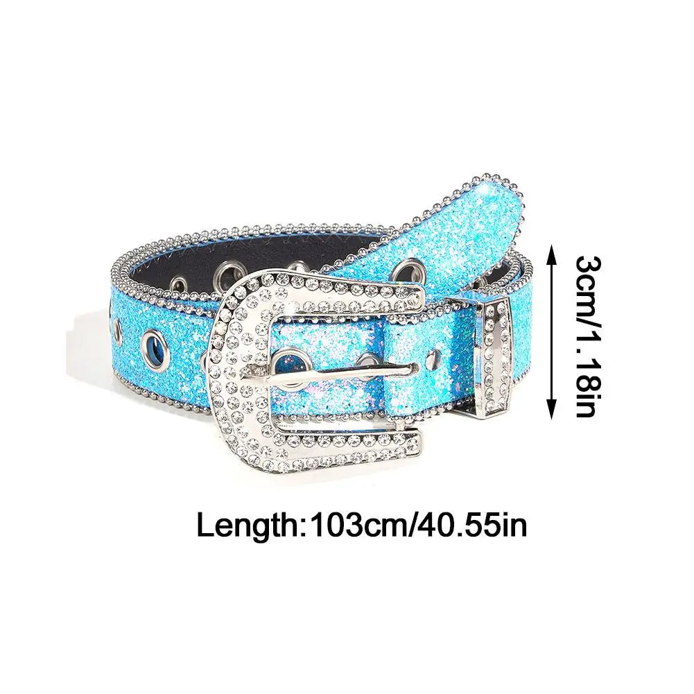 Women's Rhinestone Belt Shiny Sequined Jeans Waistband European American Fashion Decoration Versatile Glamorous Waist Chain