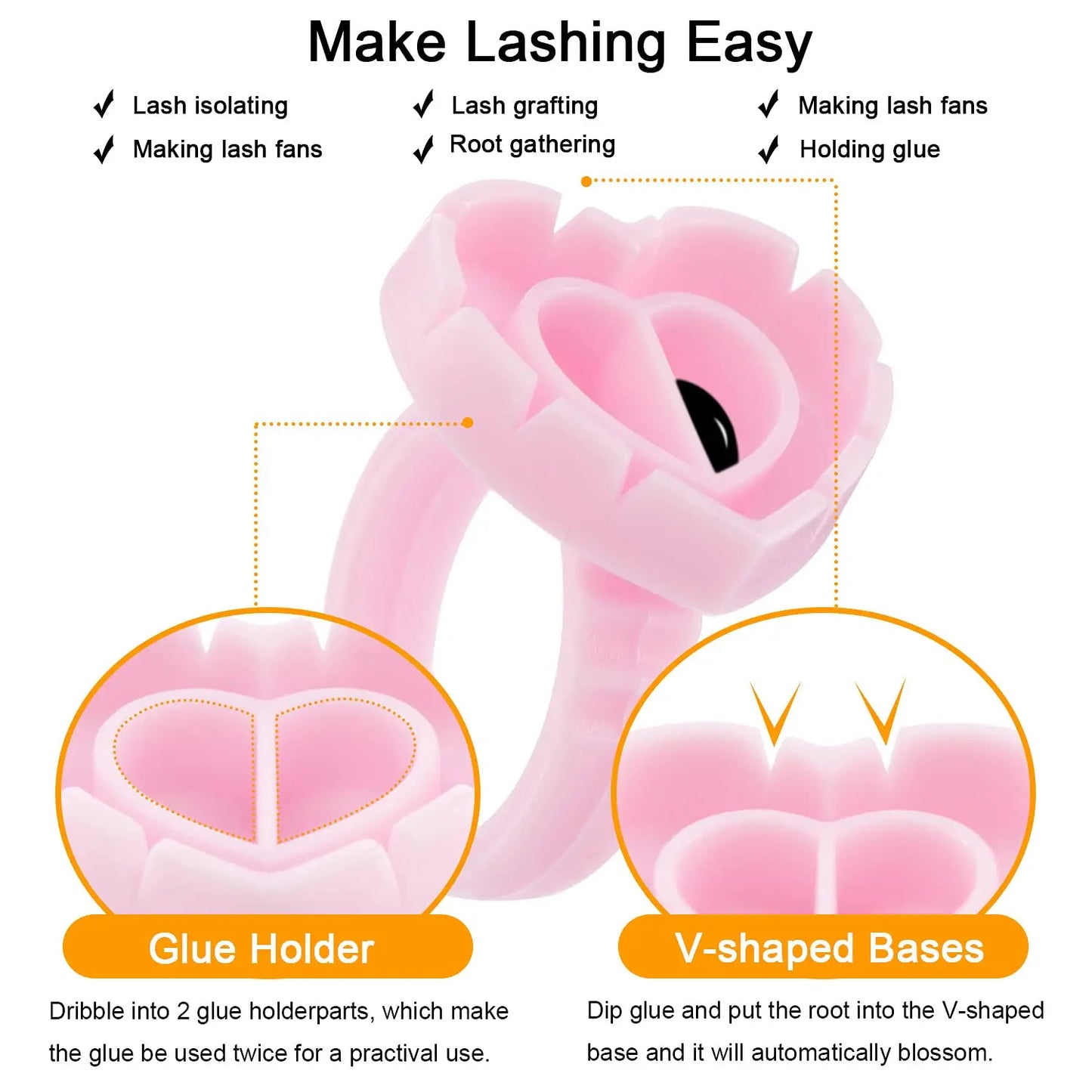 100Pcs Volume Glue Ring Cup for Lashes Fan Tattoo Pigment Holder Container Glue Holder Blossom Cups Eyelash Extension Supplier
