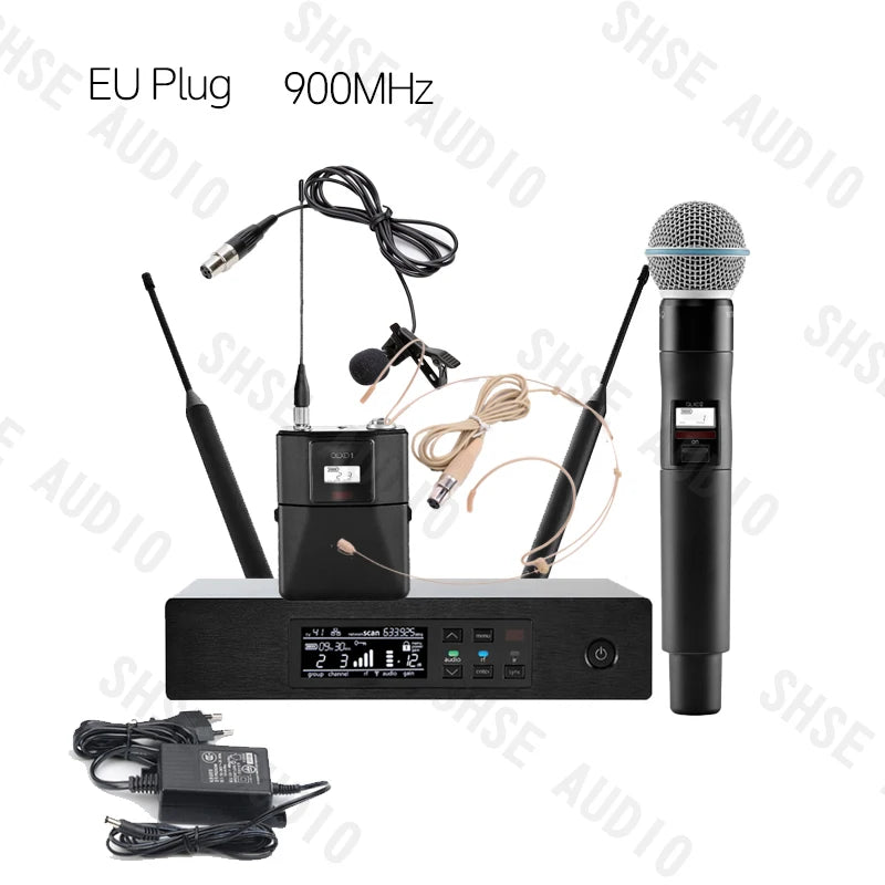Qlxd B58 Headband Lavalier Professional Wireless Microphone Set Stable Transmission Suitable for Stage Performance Equipment