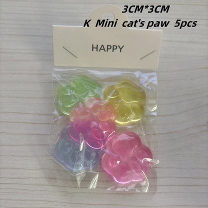 Fidget Toy Mini Squishy Toys Mochi Ice Block Stress Ball Toy Kawaii Transparent Cube Cat Paw Fish Stress Relief Squeeze Toy
