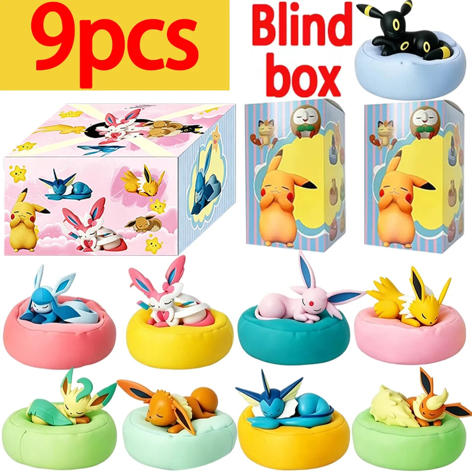 1-9pcs Anime Pokémon Eevee Figure Blind Box Toy Multi Form Series PVC Model Desktop Decoration Birthday Halloween Christmas Gift