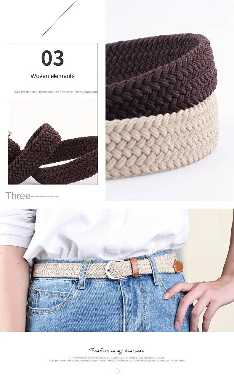 2.5cmx100cm Unisex Extended Elastic Knitted Thin Belt Women's Needle Button Canvas Jeans Student  Canvas Elastic Belt for Women