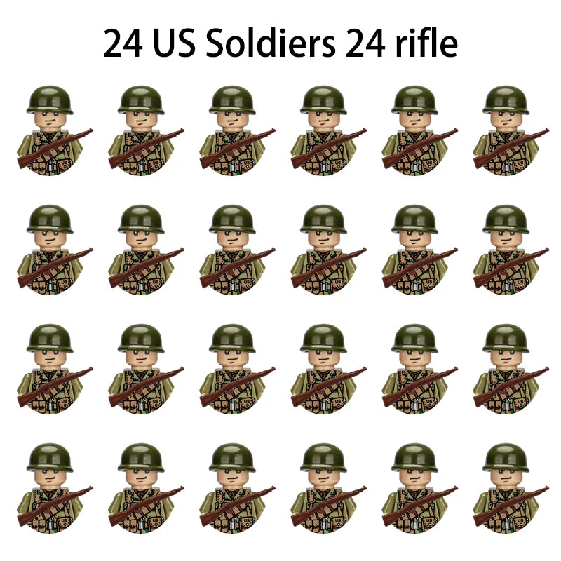 WWII Infantry Military Soldier War National Army Mini Gun armament Models Building Blocks Building Blocks Toys for Kids
