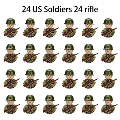 WWII Infantry Military Soldier War National Army Mini Gun armament Models Building Blocks Building Blocks Toys for Kids