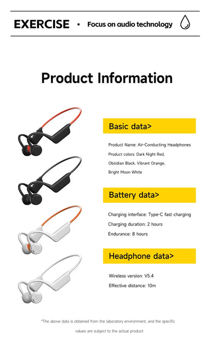 2026 Bone Conduction Headset Bluetooth 5.4 With Mic Waterproof Exercise Fitness Wireless Swimming Sports Headphone New