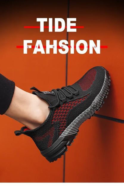 YRZL Running Shoes Men Comfortable Lightweight Grey Walking Sneakers Breathable Air Mesh Non Slip Casual Tennis Shoes for Men