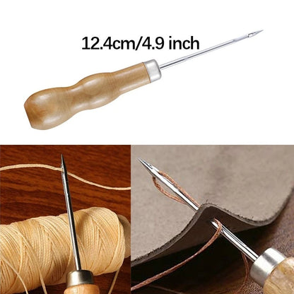 13 Pcs Leather Sewing Set Handbag Shoe Handmade Sewing Repair Kit with Awl Waxed Thread Stitching Needles Thimble for Home Leat