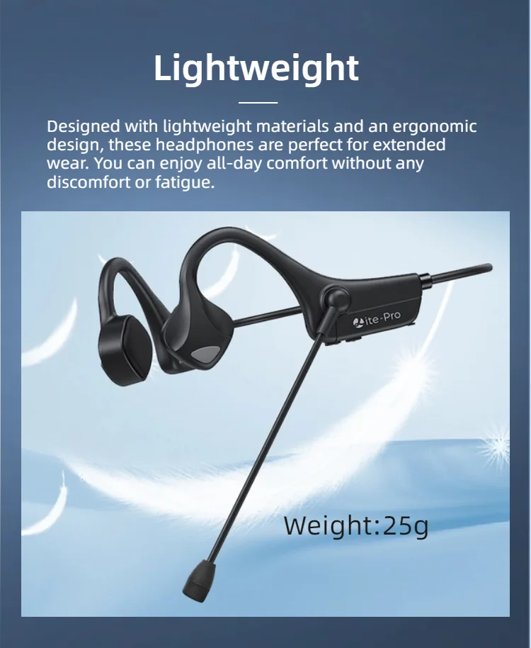 Open Ear Bone Conduction Headphones with dual microphone Wireless Bluetooth Headphone with Mic Headset for work/business/Cycling