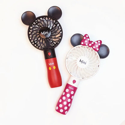 Handheld USB Charging Fan Cartoon Anime Character Mickey Mouse Shaped Desktop Electric Fan Kawaii Night Light Fan Toys Gif
